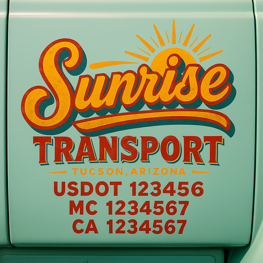 Trucking Door Decal With Name, City, USDOT, MC, CA, KYU, or Regulation Number Decal Stickers | Semi Truck US DOT Lettering Signs