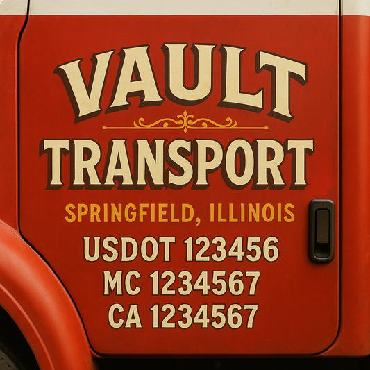 Trucking Door Decal With Name, City, USDOT, MC, CA, KYU, or Regulation Number Decal Stickers | Semi Truck US DOT Lettering Signs