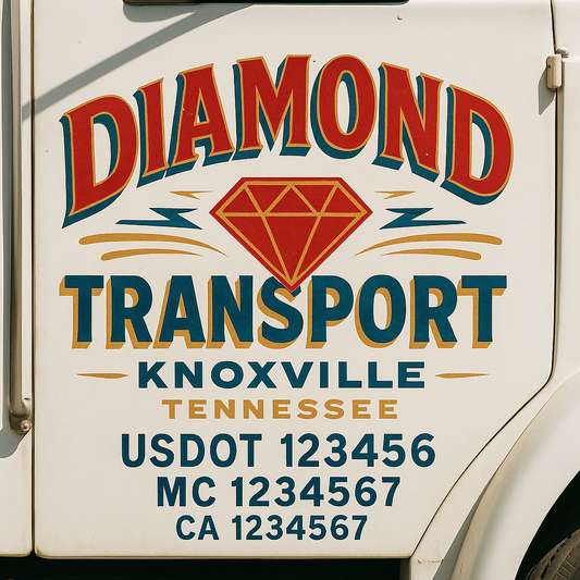 Trucking Door Decal With Name, City, USDOT, MC, CA, KYU, or Regulation Number Decal Stickers | Semi Truck US DOT Lettering Signs