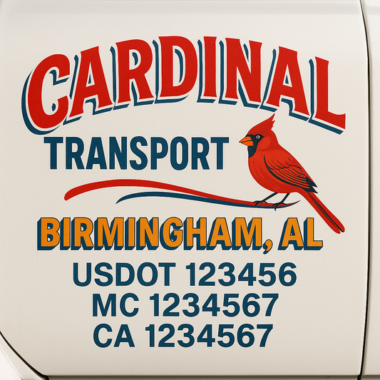 Trucking Door Decal With Name, City, USDOT, MC, CA, KYU, or Regulation Number Decal Stickers | Semi Truck US DOT Lettering Signs