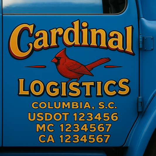 Trucking Door Decal With Name, City, USDOT, MC, CA, KYU, or Regulation Number Decal Stickers | Semi Truck US DOT Lettering Signs