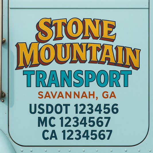 Trucking Door Decal With Name, City, USDOT, MC, CA, KYU, or Regulation Number Decal Stickers | Semi Truck US DOT Lettering Signs