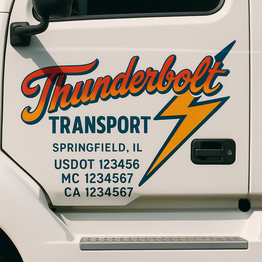 Trucking Door Decal With Name, City, USDOT, MC, CA, KYU, or Regulation Number Decal Stickers | Semi Truck US DOT Lettering Signs