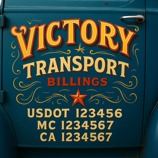 Trucking Door Decal With Name, City, USDOT, MC, CA, KYU, or Regulation Number Decal Stickers | Semi Truck US DOT Lettering Signs
