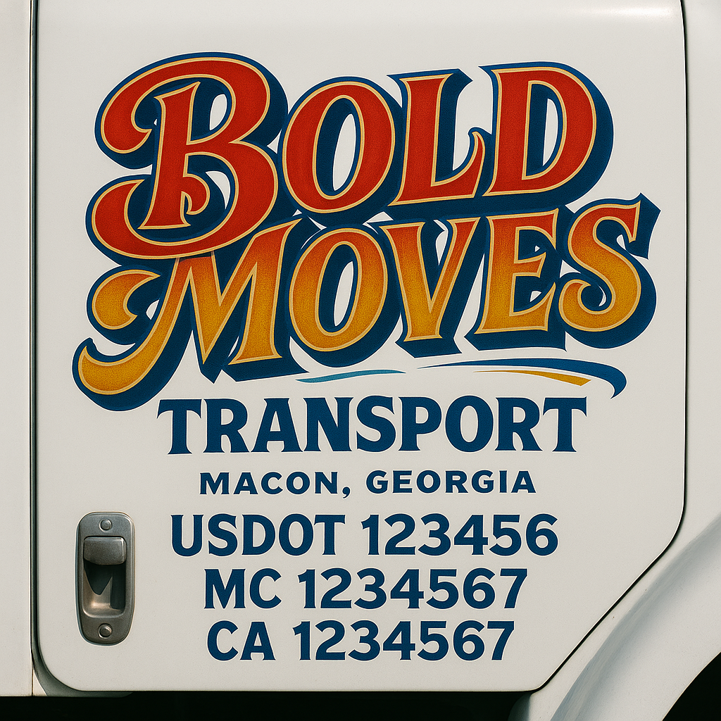 Trucking Door Decal With Name, City, USDOT, MC, CA, KYU, or Regulation Number Decal Stickers | Semi Truck US DOT Lettering Signs