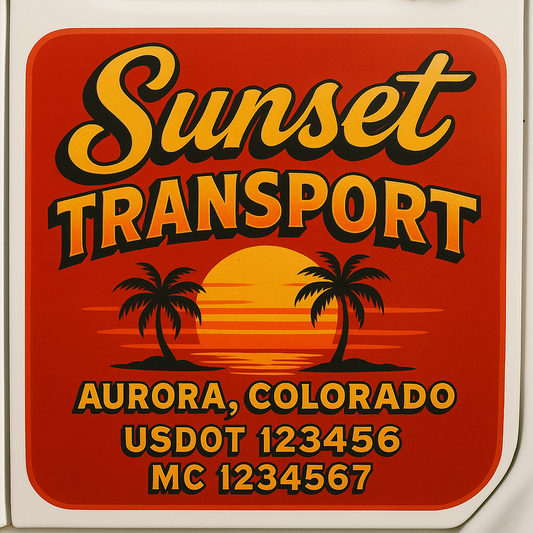 Trucking Door Decal With Name, City, USDOT, MC, CA, KYU, or Regulation Number Decal Stickers | Semi Truck US DOT Lettering Signs