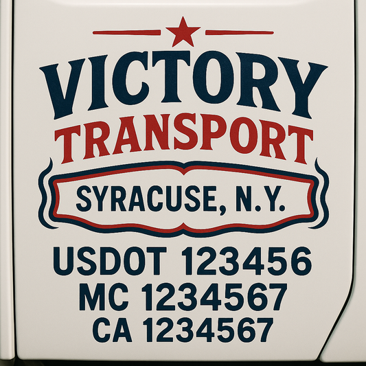Trucking Door Decal With Name, City, USDOT, MC, CA, KYU, or Regulation Number Decal Stickers | Semi Truck US DOT Lettering Signs