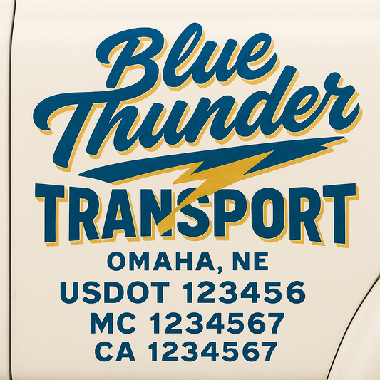 Trucking Door Decal With Name, City, USDOT, MC, CA, KYU, or Regulation Number Decal Stickers | Semi Truck US DOT Lettering Signs