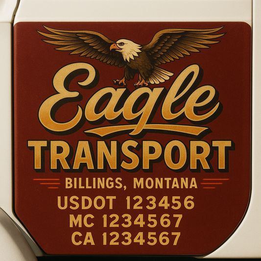 Trucking Door Decal With Name, City, USDOT, MC, CA, KYU, or Regulation Number Decal Stickers | Semi Truck US DOT Lettering Signs