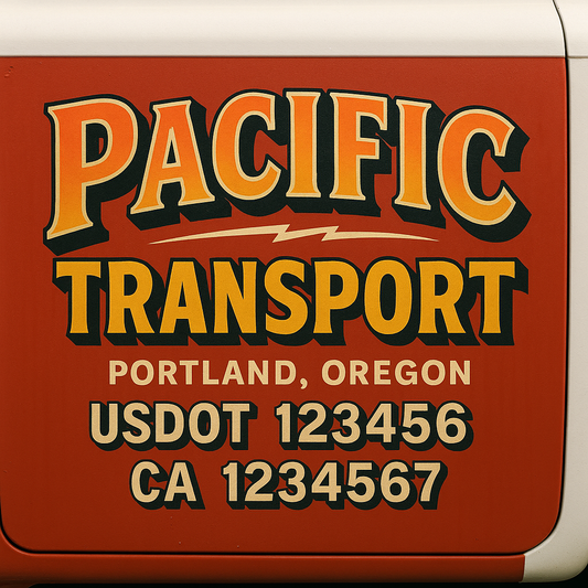 Trucking Door Decal With Name, City, USDOT, MC, CA, KYU, or Regulation Number Decal Stickers | Semi Truck US DOT Lettering Signs