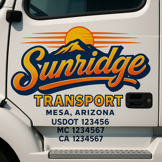 Trucking Door Decal With Name, City, USDOT, MC, CA, KYU, or Regulation Number Decal Stickers | Semi Truck US DOT Lettering Signs