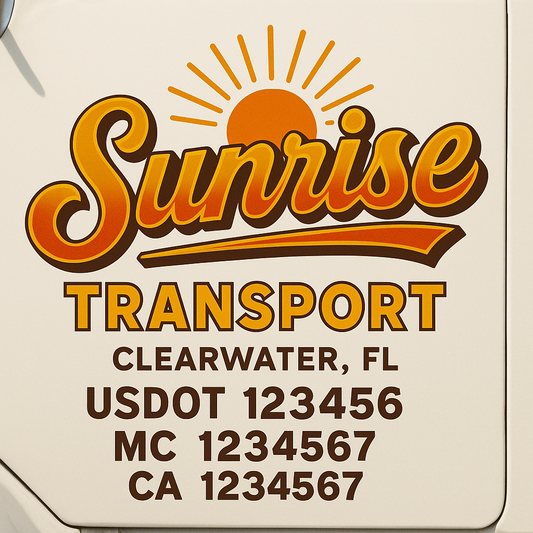 Trucking Door Decal With Name, City, USDOT, MC, CA, KYU, or Regulation Number Decal Stickers | Semi Truck US DOT Lettering Signs