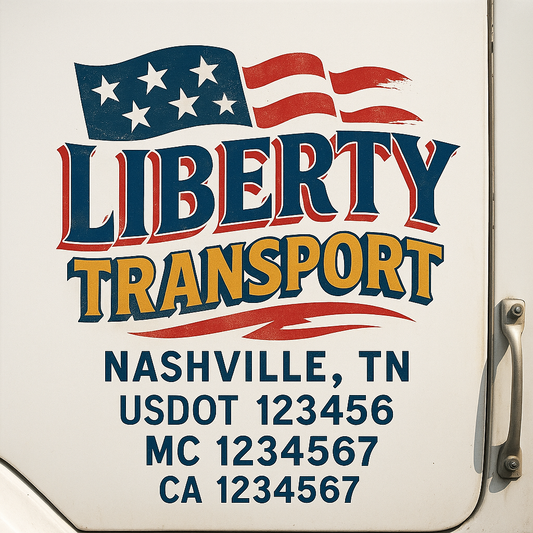 Trucking Door Decal With Name, City, USDOT, MC, CA, KYU, or Regulation Number Decal Stickers | Semi Truck US DOT Lettering Signs