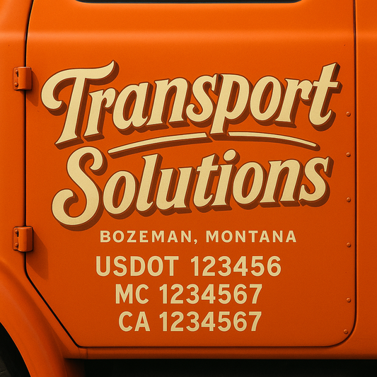 Trucking Door Decal With Name, City, USDOT, MC, CA, KYU, or Regulation Number Decal Stickers | Semi Truck US DOT Lettering Signs