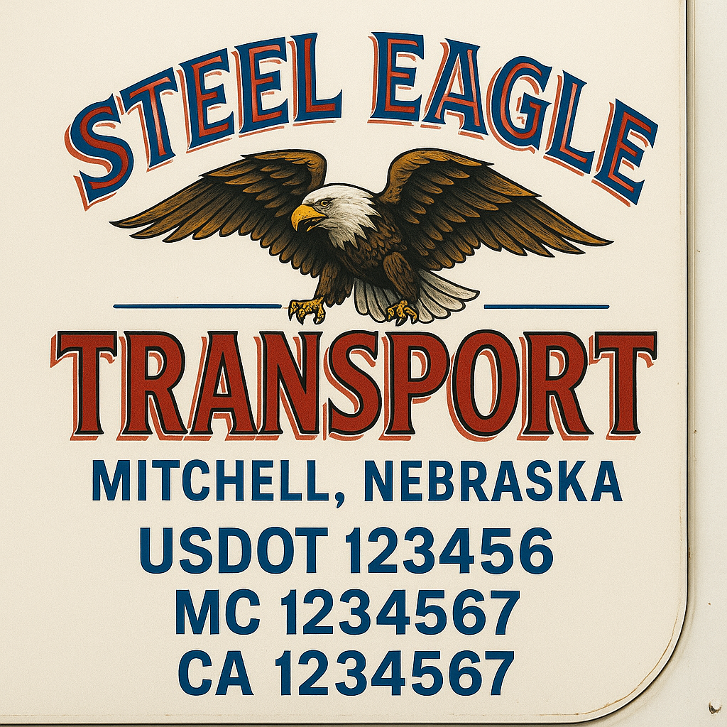 Trucking Door Decal With Name, City, USDOT, MC, CA, KYU, or Regulation Number Decal Stickers | Semi Truck US DOT Lettering Signs