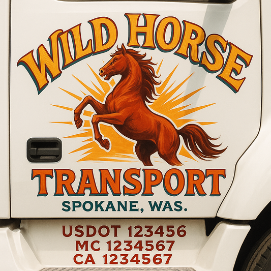 Trucking Door Decal With Name, City, USDOT, MC, CA, KYU, or Regulation Number Decal Stickers | Semi Truck US DOT Lettering Signs