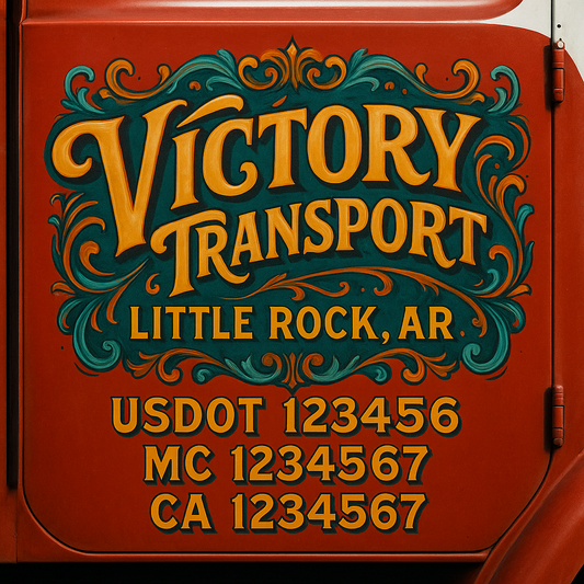 Trucking Door Decal With Name, City, USDOT, MC, CA, KYU, or Regulation Number Decal Stickers | Semi Truck US DOT Lettering Signs