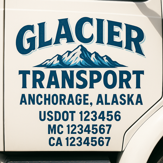 Trucking Door Decal With Name, City, USDOT, MC, CA, KYU, or Regulation Number Decal Stickers | Semi Truck US DOT Lettering Signs