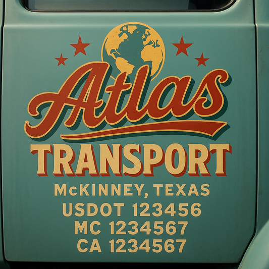 Trucking Door Decal With Name, City, USDOT, MC, CA, KYU, or Regulation Number Decal Stickers | Semi Truck US DOT Lettering Signs