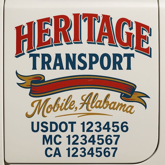 Trucking Door Decal With Name, City, USDOT, MC, CA, KYU, or Regulation Number Decal Stickers | Semi Truck US DOT Lettering Signs