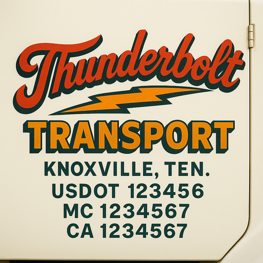 Trucking Door Decal With Name, City, USDOT, MC, CA, KYU, or Regulation Number Decal Stickers | Semi Truck US DOT Lettering Signs
