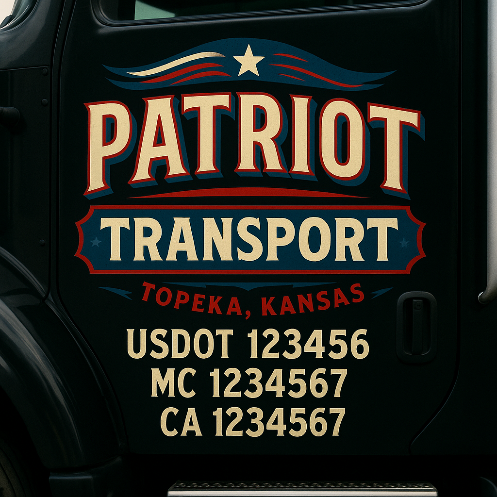 Trucking Door Decal With Name, City, USDOT, MC, CA, KYU, or Regulation Number Decal Stickers | Semi Truck US DOT Lettering Signs