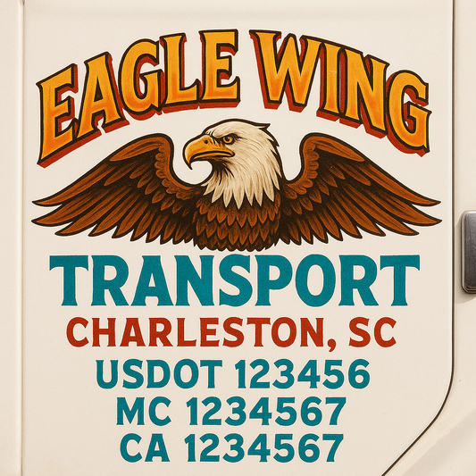 Trucking Door Decal With Name, City, USDOT, MC, CA, KYU, or Regulation Number Decal Stickers | Semi Truck US DOT Lettering Signs
