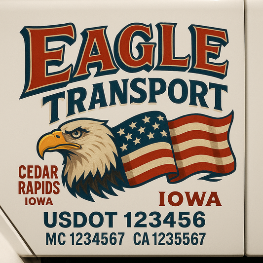 Trucking Door Decal With Name, City, USDOT, MC, CA, KYU, or Regulation Number Decal Stickers | Semi Truck US DOT Lettering Signs
