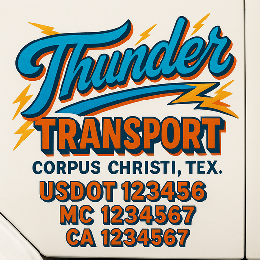 Trucking Door Decal With Name, City, USDOT, MC, CA, KYU, or Regulation Number Decal Stickers | Semi Truck US DOT Lettering Signs