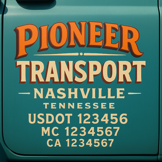 Trucking Door Decal With Name, City, USDOT, MC, CA, KYU, or Regulation Number Decal Stickers | Semi Truck US DOT Lettering Signs