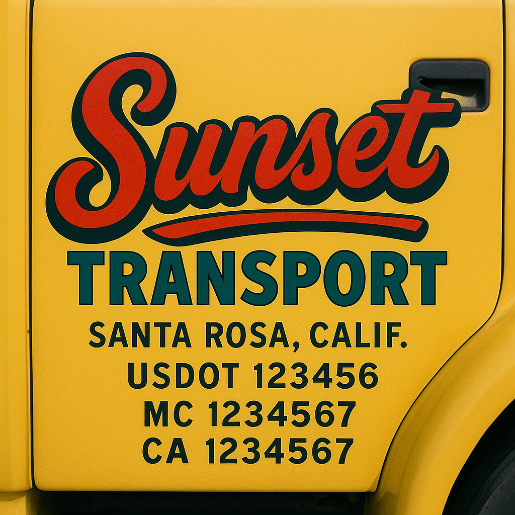 Trucking Door Decal With Name, City, USDOT, MC, CA, KYU, or Regulation Number Decal Stickers | Semi Truck US DOT Lettering Signs