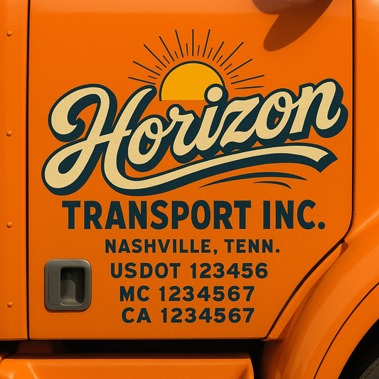 Trucking Door Decal With Name, City, USDOT, MC, CA, KYU, or Regulation Number Decal Stickers | Semi Truck US DOT Lettering Signs