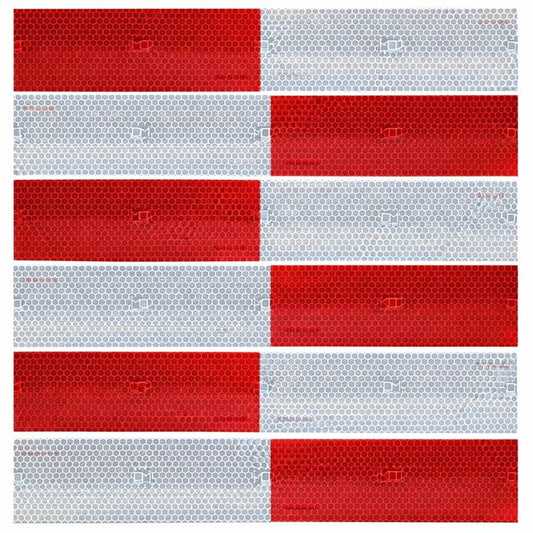 Red & White Reflective Sticky Back Strips For Safety & Compliance | 2" x 12"
