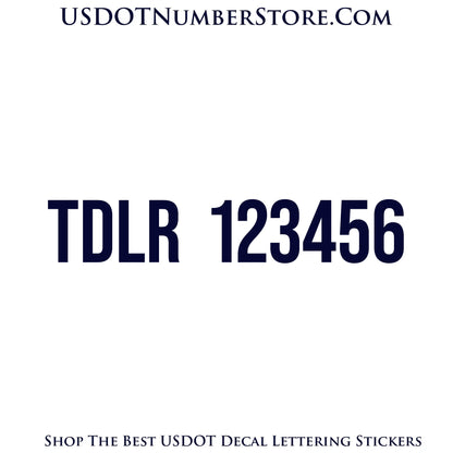 TDLR Number Sticker Decal Lettering | Set of 2