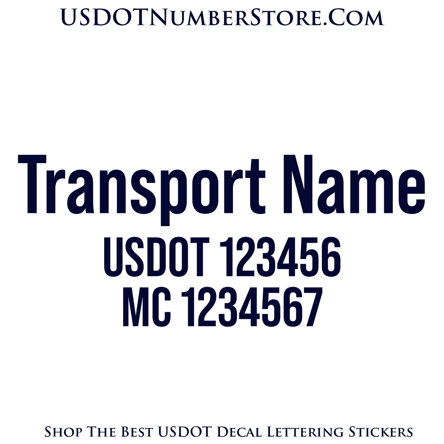 Transport Trucking Name with USDOT & MC Number Decal Sticker Lettering | Set of 2