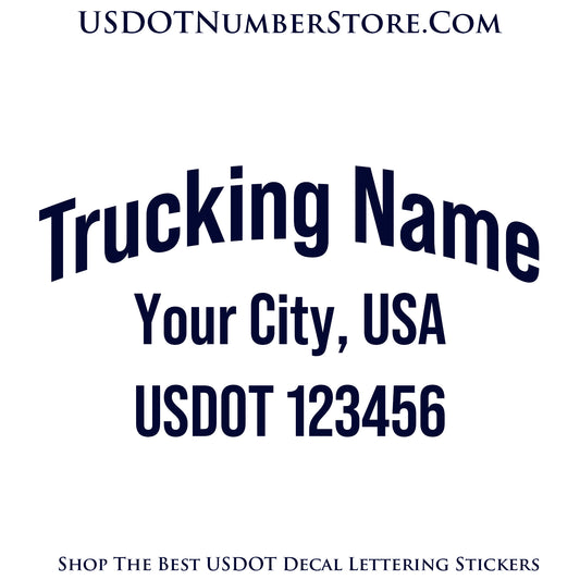 Arched Trucking Name with City & USDOT Number Decal Sticker Lettering | Set of 2