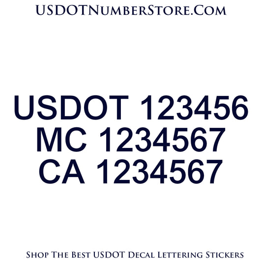 3 line usdot mc ca number decal