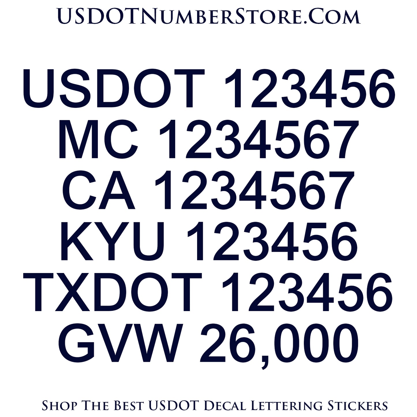 6 Lines of Number Sticker Decal Lettering | Set of 2